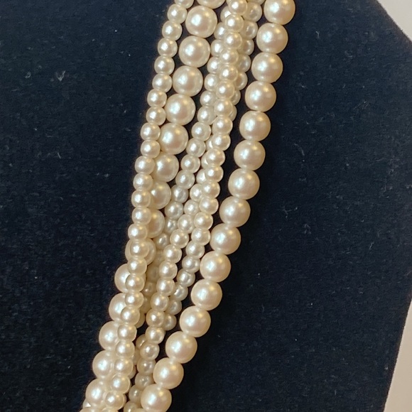18" Multi Strand Small Beaded Faux Pearl Necklace - Picture 4 of 10